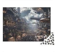 Paesaggio urbano steampunk, città steampunk colorata e nebbiosa, puzzle da 1000 pezzi per adulti, bellissimo puzzle decorativo, regalo di compleanno, 38x26 cm/1000 pezzi