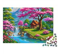 Paesaggio Villa Campagna Primavera Puzzle 1000 Pezzi Carta per Adulti Cascata Tranquilla Puzzle per Famiglia Relax Decorazione Casa Regalo 70x50cm/1000pcs