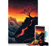 Paesaggio vulcanico al tramonto Puzzle da 1000 pezzi per adulti Gioco di logica e divertimento Tecnologia di taglio laser avanzata Sfida divertente per ingannare il tempo (50x75cm)