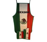 Paese Di Mexico Messicano Verde Bianco Rosso BBQ Barbeque Grembiule Cuoco Set