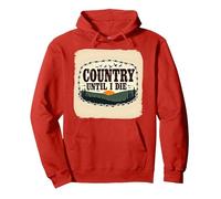 Paese Fino alla Morte Rustica Tramonto Maschile Occidentale Patriottico Felpa con Cappuccio, Unisex per Adulti, Rosso, XXL
