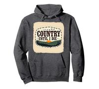 Paese Fino alla Morte Rustica Tramonto Maschile Occidentale Patriottico Felpa con Cappuccio, Unisex per Adulti, Grigio Scuro, XL