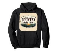 Paese Fino alla Morte Rustica Tramonto Maschile Occidentale Patriottico Felpa con Cappuccio, Unisex per Adulti, Nero, S
