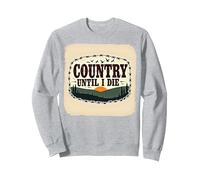 Paese Fino alla Morte Rustica Tramonto Maschile Occidentale Patriottico Felpa, Unisex per Adulti, Grigio Melange, S