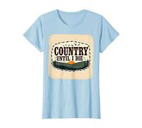 Paese Fino alla Morte Rustica Tramonto Maschile Occidentale Patriottico Maglietta, Donna, Celeste, XL
