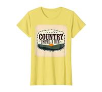 Paese Fino alla Morte Rustica Tramonto Maschile Occidentale Patriottico Maglietta, Donna, Limone, S