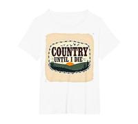 Paese Fino alla Morte Rustica Tramonto Maschile Occidentale Patriottico Maglietta, Donna Plus-Size, Bianco, 3X