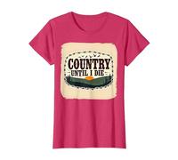 Paese Fino alla Morte Rustica Tramonto Maschile Occidentale Patriottico Maglietta, Donna, Rosso mélange, M