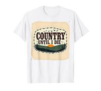 Paese Fino alla Morte Rustica Tramonto Maschile Occidentale Patriottico Maglietta, Uomo, Bianco, M