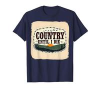 Paese Fino alla Morte Rustica Tramonto Maschile Occidentale Patriottico Maglietta, Uomo, Navy, 5XL