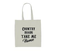 Paese Roads, Take Me Casa - Borsa Tote IN Tela - Testo Canzone John Denver 70's