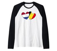 Paesi Bassi Belgio Love Heart Olandese Belga Doppia Bandiera Maglia con Maniche Raglan
