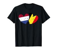 Paesi Bassi Belgio Love Heart Olandese Belga Doppia Bandiera Maglietta