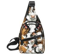 PAFEFO Mucche (11) Sling Bag per le donne borsa a tracolla da viaggio borsa a tracolla borsa da petto, Multicolore 02, 11.8x7x1.5in/30x18x4cm
