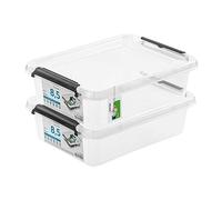 PAFEN 2x scatola di stoccaggio con coperchio, 8,5l - 39x29x11cm - SET contenitori di stoccaggio scatole trasparenti scatole di stoccaggio impilabili con clip di chiusura