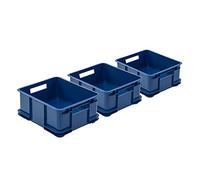 PAFEN 3 scatole impilabili Euro Bruno Eco blu Euro-Box da 20,5 l