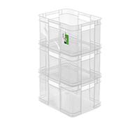 PAFEN 3x Euro-box impilabile 16l - 35 x 27 x 21 cm - contenitore per stoccaggio Euro-box trasparente impilabile per il trasporto Euro-box in PP