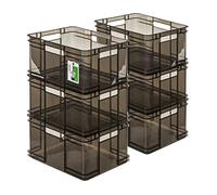 PAFEN 3x Eurobox impilabile 28l - 43 x 35 x 24 cm - contenitore per stoccaggio Euro-box trasparente impilabile per trasporto Eurocontainer in PP, nero
