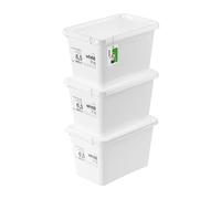 PAFEN 3x scatola di immagazzinaggio con coperchio trasparente 6,5l - 30x20x18cm - Scatole Immagazzinaggio Scatole impilabili con clip di chiusura Contenitori di plastica | Bianco