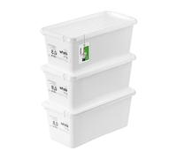 PAFEN 3x scatola di immagazzinaggio con coperchio trasparente 8l - 40x20x16,5 cm - Scatole Immagazzinaggio Scatole impilabili con clip di chiusura Contenitori di plastica | Bianco