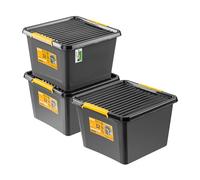 PAFEN 3x Scatola di stoccaggio robusta 32l con coperchio - 39x39x26cm - Contenitore per compiti speciali Contenitori di stoccaggio Scatole di stoccaggio Scatole impilabili con clip di chiusura