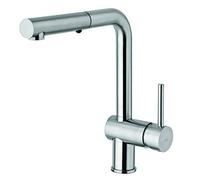 Paffoni LIG285ST-MET Miscelatore lavello estraibile (corpo Ringo) doccia 2 getti in metallo (con leva Stick) serie LIGHT Steel Looking