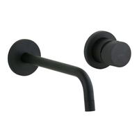 PAFFONI Rubinetteria - Miscelatore lavabo a Parete Colore Nero Opaco con Bocca Lunga 178mm e Piastre Ø70 mm Jo JO006NO70 - RUB11419 - Nero Opaco, 178 mm