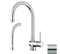 PAFFONI Rubinetteria - Miscelatore lavello Colore Acciaio Spazzolato con Canna orientabile e Doccia Estraibile Stick SK185ST - RUB10768 - Steel Looking