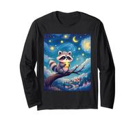 Paffuto procione tenendo una stella stile illustrazione Maglia a Manica