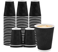 pafnisoin 20 pezzi Bicchierini Caffè 300 ml Bicchieri di Carta Bicchierini Caffe Carta Bicchiere di Carta Grande Bicchiere di Carta（Nero）