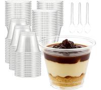 pafnisoin Bicchierini Monoporzione Dolci 50 pezzi 150ml riutilizzabile Coppette per Gelato con 50 pezzi Cucchiaio, Coppette Gelato plastica Ciotole Gelato