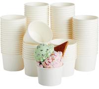 pafnisoin Coppe Gelato Carta 50 pezzi Coppette Gelato usa e Getta 150ml Ciotole Gelato Bicchierini Monoporzione Dolci (Bianco)
