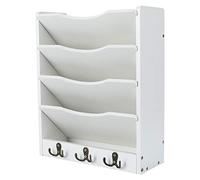 PAG Portariviste Da Parete Con 5 Scomparti,Portachiavi da Parete Porta Posta Da Parete Per Ufficio,Organizer Documenti Per Documenti/Riviste/Letteratura/Cartelle di File/Poste/Buste, Bianco