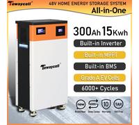 Paga 2 volte tutto in uno Batteria LiFePO4 da 15Kwh Inverter da 5KW integrato, ESS senza tasse, 48V, 300Ah, 15kWh, sistema di energia solare da 51,2V