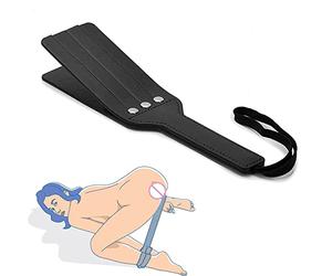 Pagaie in pelle nera con rivetto, frusta corta per il regalo di Natale