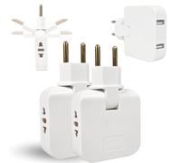 PAGAMADU 2 prese piatte, 2 punti di ricarica USB e 2 prese da 220 V, testa girevole a 180°. Ladro multiplo piatto da parete. Adattatore europeo e americano con USB.