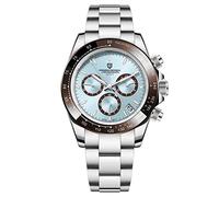 Pagani Design 1644 Orologio Cronografo Classico Uomo Movimento Giapponese VK63 Quadrante Panda Lunetta in Ceramica Acciaio Inossidabile Orologio al Quarzo Impermeabile Blu Ghiaccio