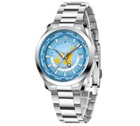 Pagani Design 1788 GMT Orologi Automatici da Uomo High-end NH34 GMT Movimento Cinturino In Acciaio Inox Impermeabile 100M Lusso Moda Orologi da Uomo con Doppio Fuso Orario, Blu, sport di lusso