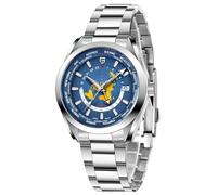 Pagani Design 1788 GMT Orologi Automatici da Uomo High-end NH34 GMT Movimento Cinturino In Acciaio Inox Impermeabile 100M Lusso Moda Orologi da Uomo con Doppio Fuso Orario, Blu scuro, Sport