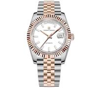 Pagani Design PD-1752 Orologio da uomo DD36, con vetro zaffiro, quadrante dorato, doppio datario, cassa in acciaio inossidabile, impermeabilità fino a 10 bar e movimento ST16. (Golden White - 1752A)