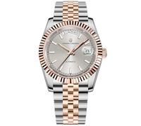 Pagani Design PD-1752 Orologio da uomo DD36, con vetro zaffiro, quadrante dorato, doppio datario, cassa in acciaio inossidabile, impermeabilità fino a 10 bar e movimento ST16. (Golden Grey - 1752A)