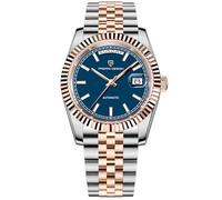 Pagani Design PD-1752 Orologio da uomo DD36, con vetro zaffiro, quadrante dorato, doppio datario, cassa in acciaio inossidabile, impermeabilità fino a 10 bar e movimento ST16. (Golden Blue - 1752A)