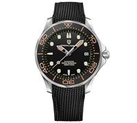 Pagani Design PD1667 Orologio da uomo automatico da uomo, movimento NH35, lunetta in ceramica girevole, resistente all'acqua, orologio a carica automatica., Cintura Nera