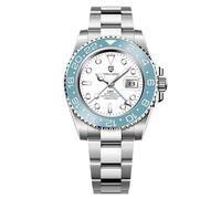 Pagani Design Uomo Meccanico GMT Acciaio Inossidabile Impermeabile Orologio Da Polso Zaffiro Vetro Acciaio Inox Ceramica Orologi Orologio per Uomo（Blu cielo bianco-3）