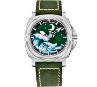 PAGANI DESIGN YS014 Orologi automatici da uomo, movimento NH35A, orologi meccanici da uomo, bracciale in pelle alla moda, quadrante luminoso (YS014-Argento verde-CJ)