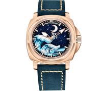 PAGANI DESIGN YS014 Orologi automatici da uomo, movimento NH35A, orologi meccanici da uomo, bracciale in pelle alla moda, quadrante luminoso (YS014-Blu oro-CJ)