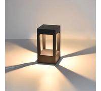 Pageone LED Lampioni da Giardino Esterno Moderno, Lampada Prato Impermeabile Nero 10W Luce da giardino Alluminio IP54 Lampione Cortile per Patio Vialetto Cespugli Giardino Paesaggio Strade 20CM