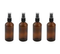 PAGJHRFJG 4X Flacone In Vetro Ambrato da 100 Ml con Nero ATOMISER, Contenitore Riutilizzabile per Uso con Olio/Aromaterapia