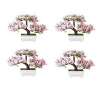 PAGJHRFJG 4X Piante Artificiali Bonsai Piccolo Vaso per Piante Finte Fiori in Vaso Bonsai Finti per La Casa della Stanza Tavolo Hotel Garden Decor A