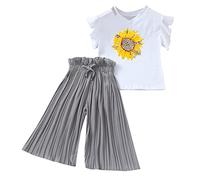 Pagliaccetto del mouse ragazzo del bambino set di vestiti girasole T Shirt Top Chiffon increspato pantaloni allentati abiti per bambini neonato ragazzo, grigio., 10 anni